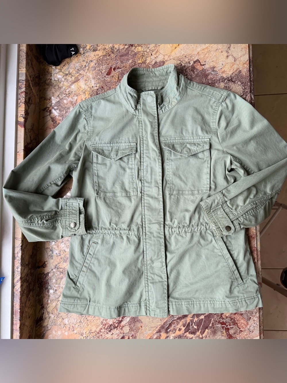 Macy's Sage Green Utility Jacket with Drawstring Waist